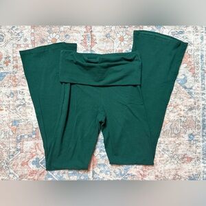 Green Cotton Foldover Leggings